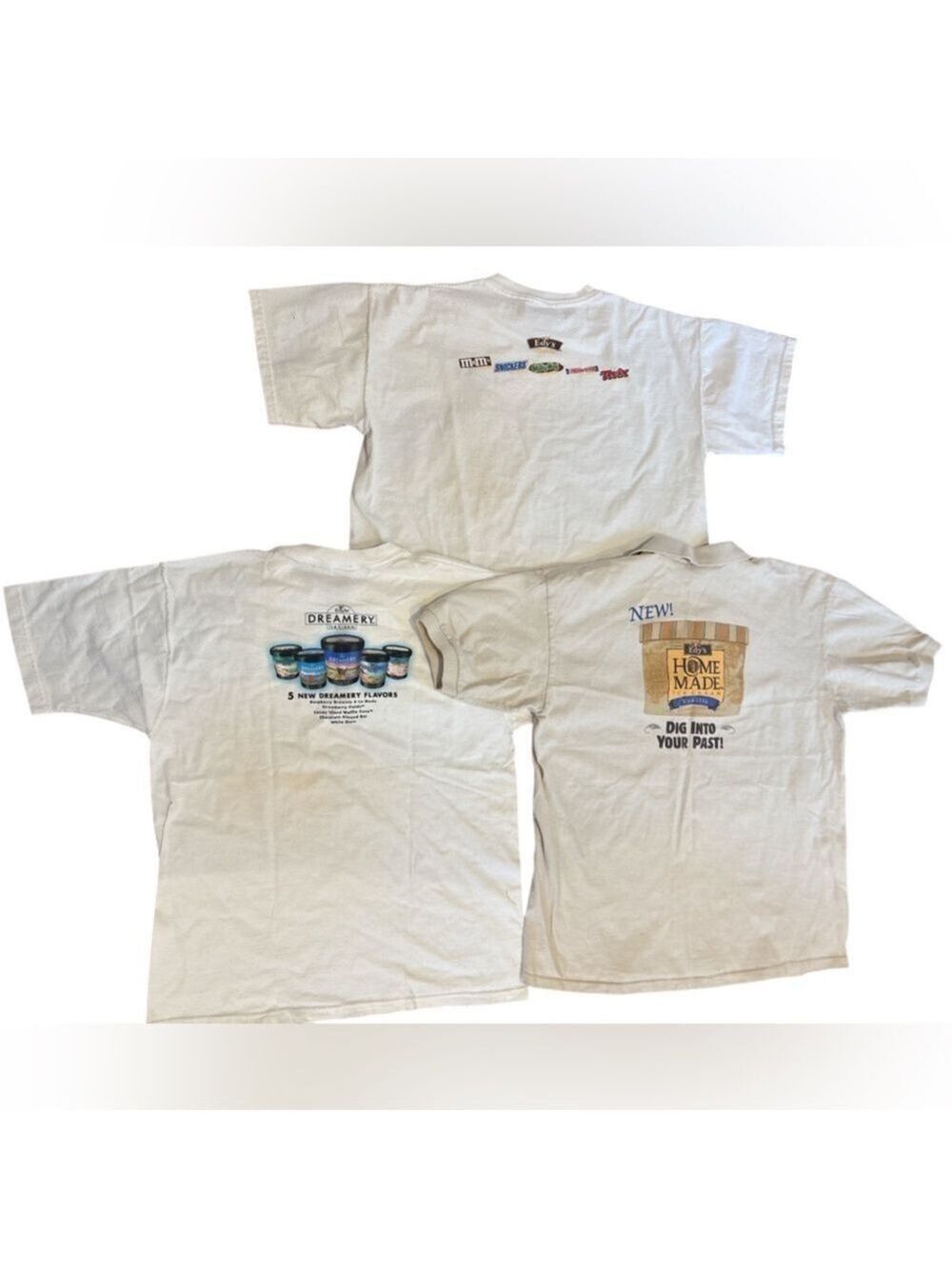 90s 3PC EDYS ICE CREAM PROMO SHIRTS MARS CANDY DREAMERY & HOMEMADE FLAVORS SZ L